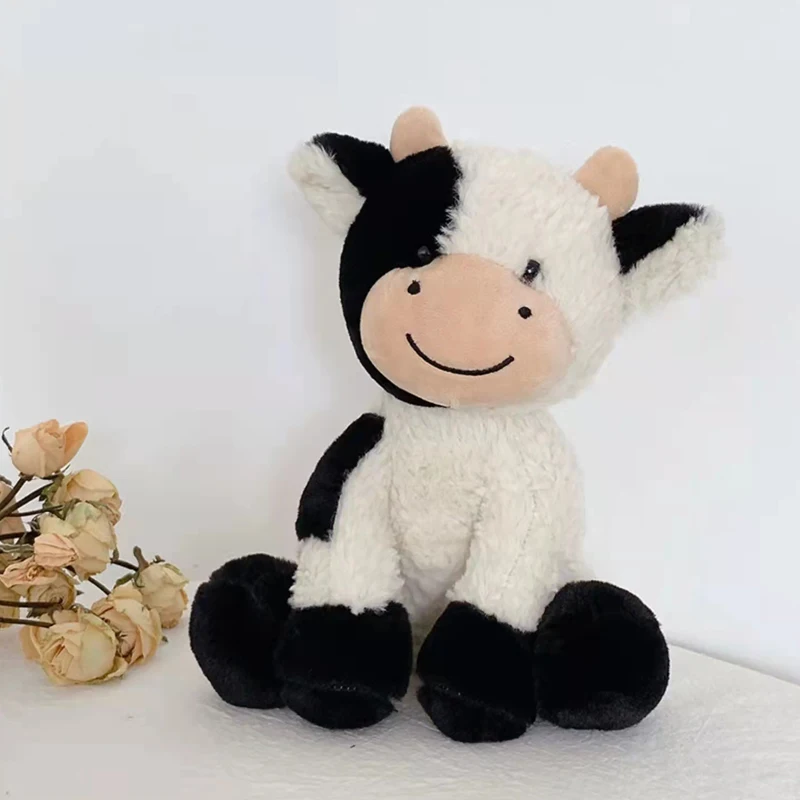 23cm Cute Sitting Milk Cow Cartoon Plush Toy New Design Lifelike Cattle Plushie Doll Kawaii Room Decor Stuffed Toys For Children