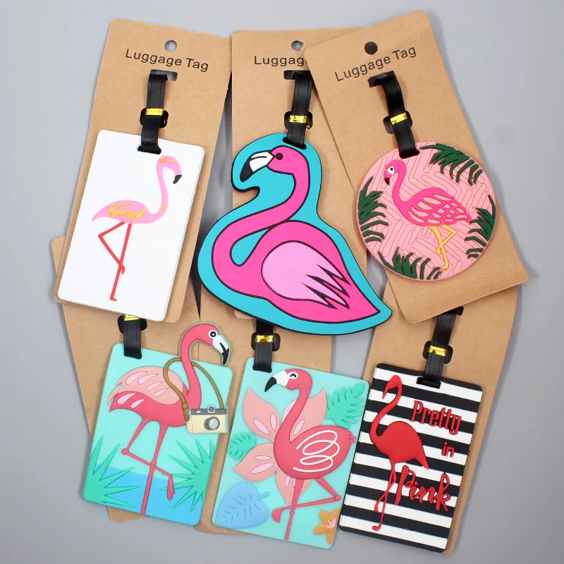 

Travel Accessories Cute flamingos Animals Luggage Tag Silica Gel Suitcase ID Addres Holder Baggage Boarding Tag Portable Label