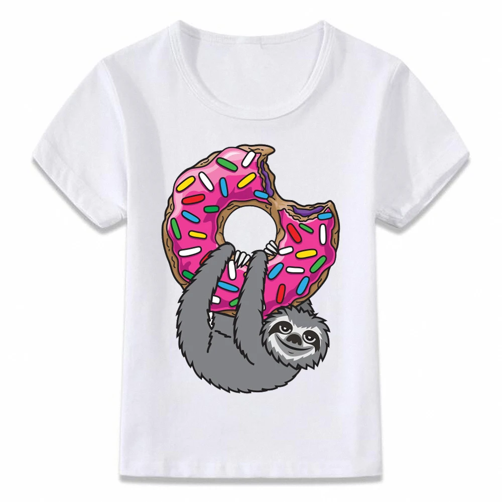 Kids Clothes T Shirt Donuts Loving Sloth T-shirt Boys and Girls Toddler Tee