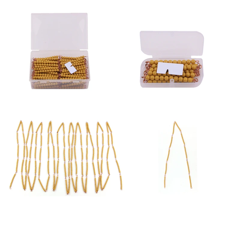 Montessori Bead Chain of 1000/100 Golden Pearls Counting Game for Children Math Learning Resources Kids Early Educational Toys