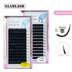 GLAMLASH CD Curl Flat Eyelash Extensions Individual Mink Softer Ellipse Lash extension Split Tips Ligher 3D Looking Cilios