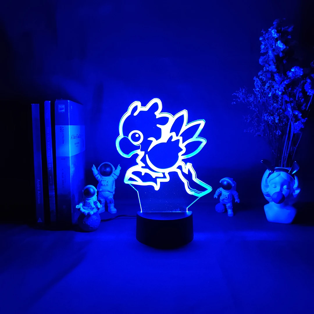 Chocobo in Final Fantasy Game Character 3D LED Nightlight RGB Flashing USB Powered Desk Lamp PC Room Decoration Children's Gift