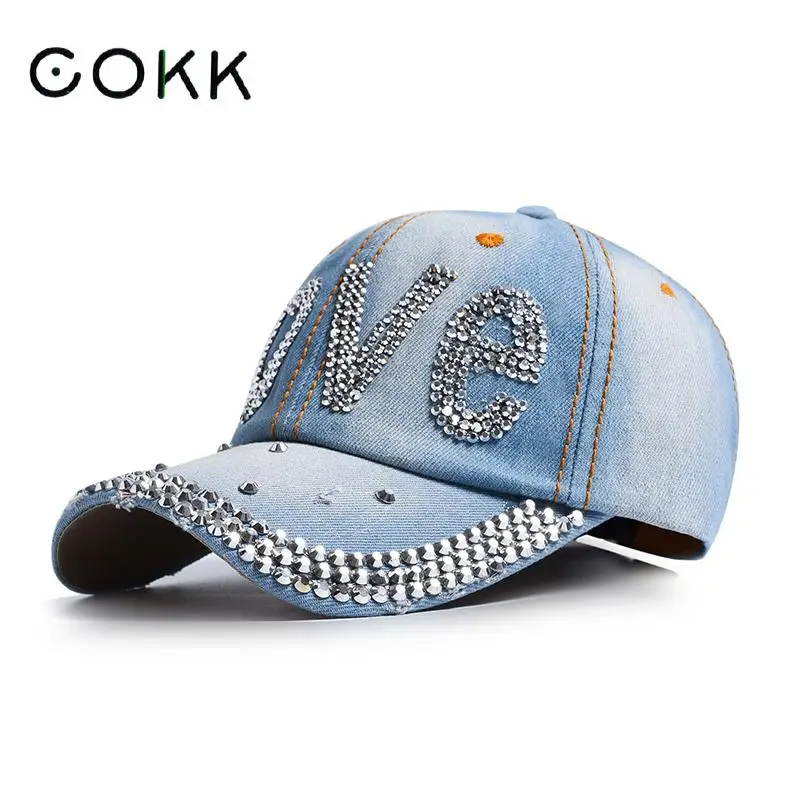 COKK Baseball Cap Women Cowboy Hat Summer Autumn Snapback Gorras Casquette Shiny letters Dad Hat Female Adjustable New