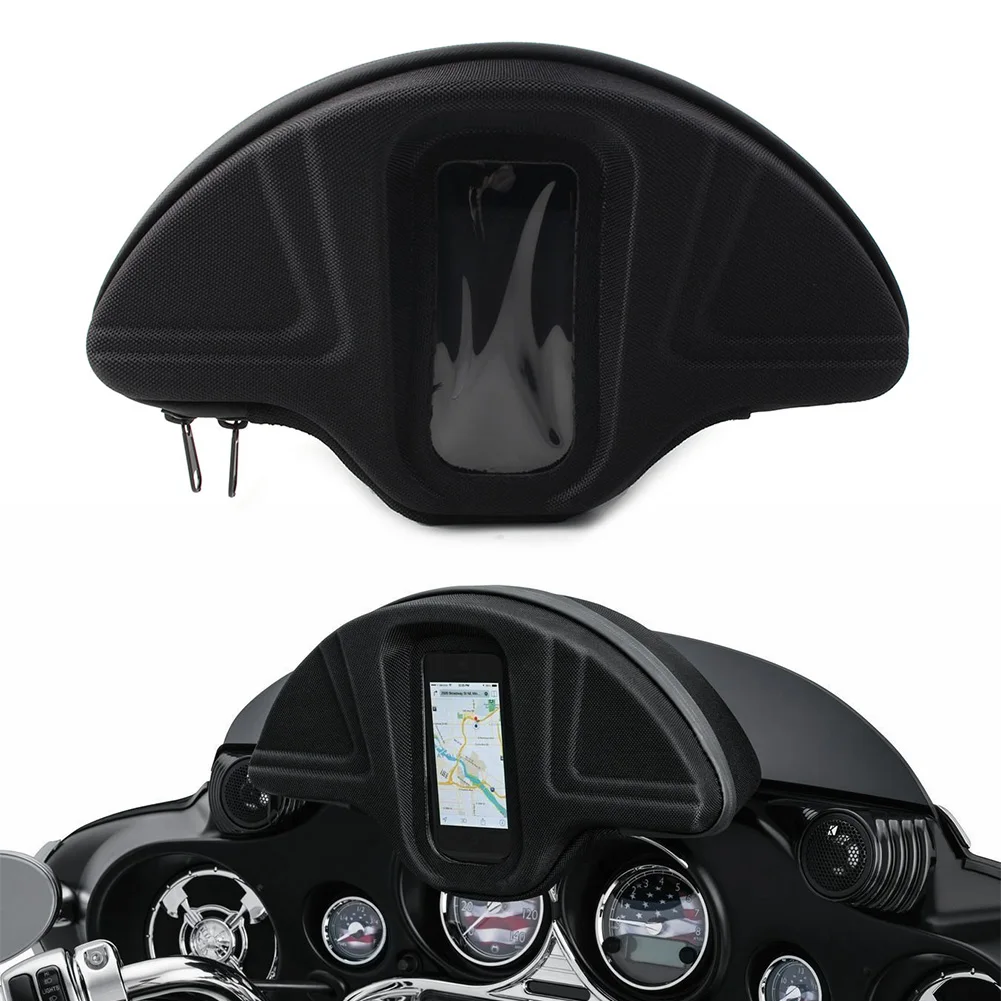 

Black Motorcycle Single Pocket Smartphone Windscreen Windshield Bag For Harley Electra Glide EFI FLHT