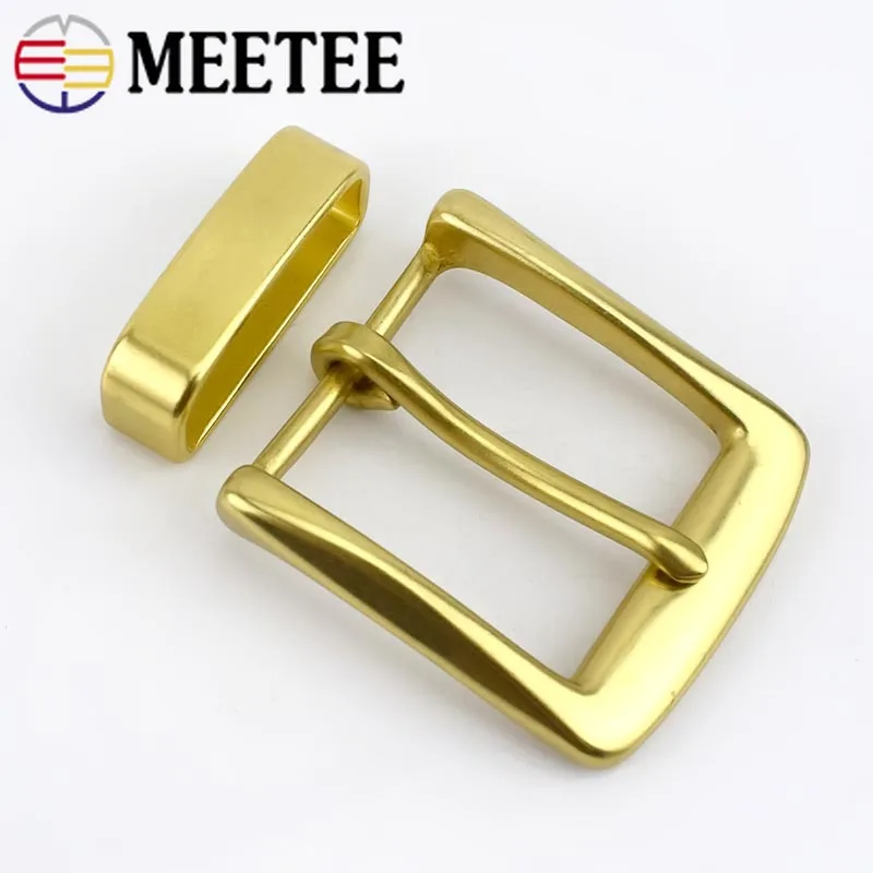 Meetee 40mm Solid Brass Belt Buckle Men Women Metal Pin Buckles Head For Belts 38-39mm DIY Leather Craft Jeans Accessories