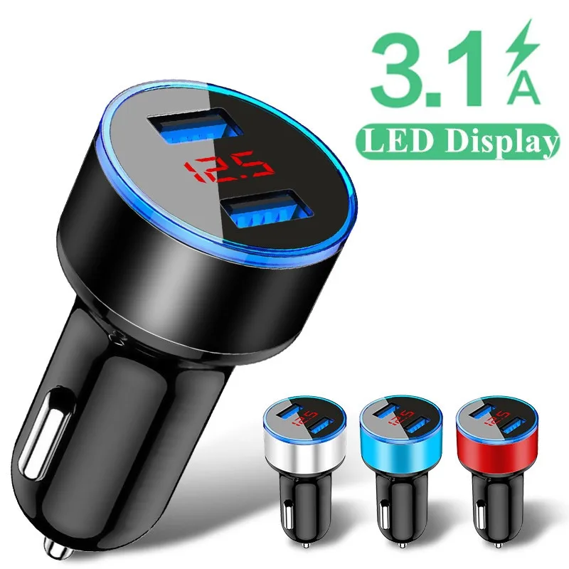 

3.1A Car Charger LED Dual USB QC 3.0 Fast Phone Charge Adapter For All Types Phone Charger Cigarette Lighter Car Accessories