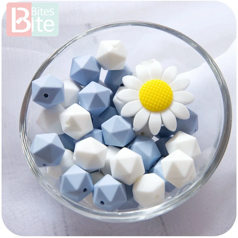 1set Silicone Hexagon Bead Rodent Teething Sunflower Bead DIY Pacifier Clip Nursing Pendant Necklace Teether BPA Free Baby Goods