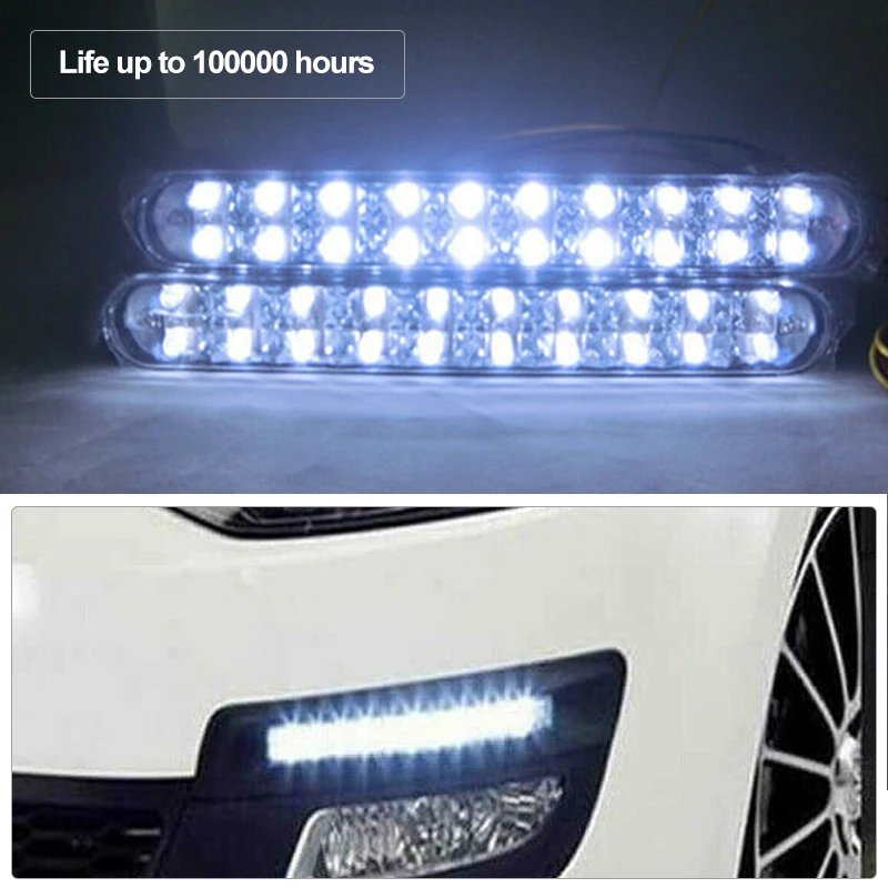 2pcs 6000K 12V 12LED Daytime Running Spot Light DRL Driving Turn Signal Fog Lamp White Amber For Off-road SUV Car Truck 4WD