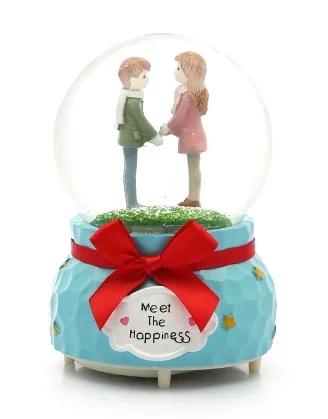 Luminous Musical Snow Globe Beribboned Valentine 'S Musical Glass Globe