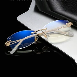 Titanium Frame Ultra Light Rimless Frame Diamond Cut Women Luxury Reading Glasses +0.75 +1 +1.25 +1.5 +1.75 +2 +2.25 +2.5 to +4