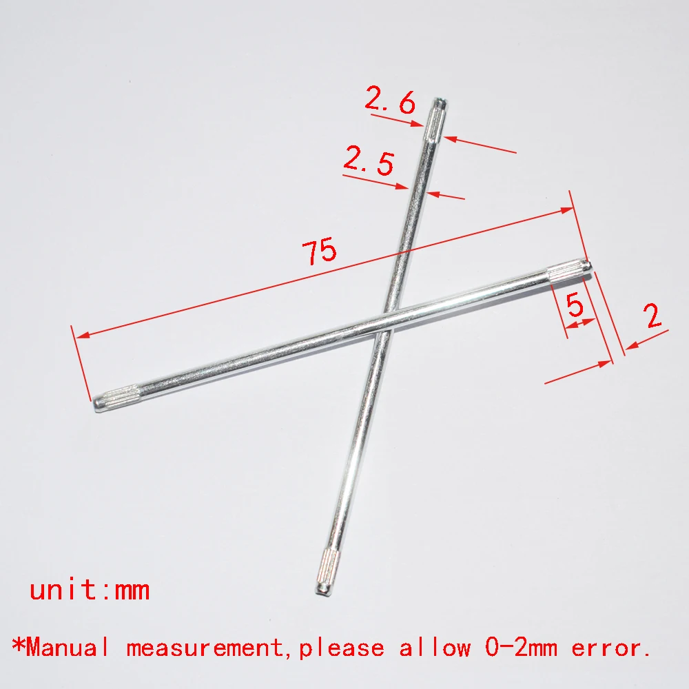 10/100 sztuk 2.5x75mm wędkarstwo wał radełkowane żelaza osi dron samochodów rc samolot robota dziecięce zabawki dla chłopców diy akcesoria dla dzieci IH2.5x75D