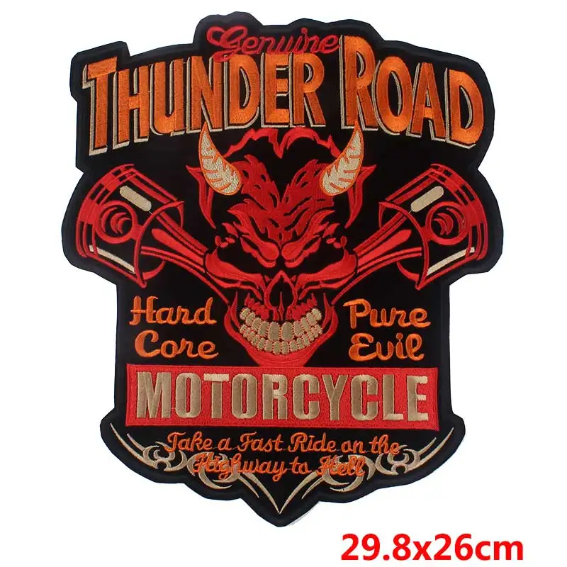 Rose Skull Big Patch Motorcycle Embroidered Patches For Clothes Stickers Biker Patches Hippie Patch Applique Jacket Accessories