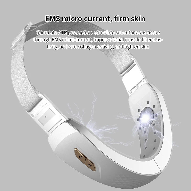 LUCCICA-EMS Massage Đôi Cằm Loại Bỏ Chữ V Màu Đỏ/Đèn LED Màu Xanh Dương Trị Liệu Bằng Ánh Sáng Mặt-Nâng Thiết Bị