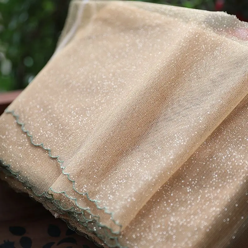 3 метра/Лот 19 см Ширина Красивая глубокая кожа/Розовая Сетка Тюль Кружева обрезка с блестящей пудрой (блестящий будет падение) X1460