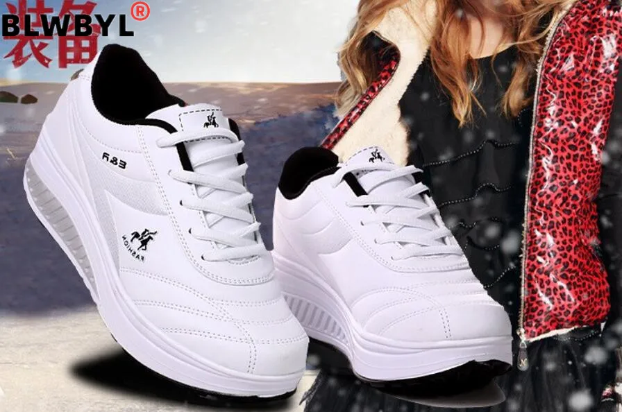 2020 Slimming Shoes Women Fashion Leather Casual Shoes Women Lady Swing Shoes Spring Autumn Factory Top Quality Shoes