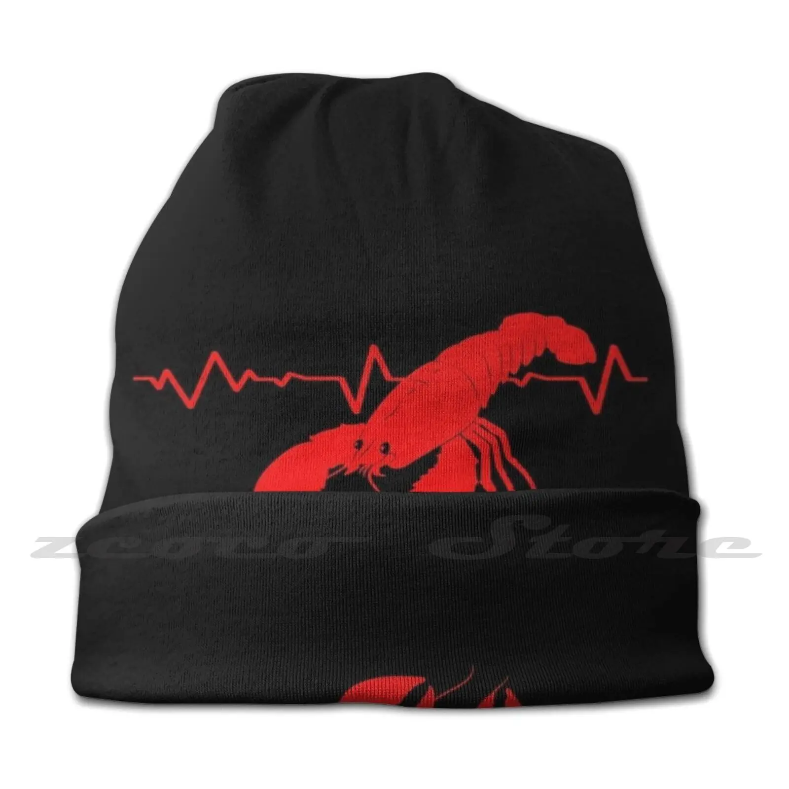 Lobster Heartbeat Heartline Shrimp Seafood Personalized Pattern Knit Hats Plus Size Elastic Soft Cap Lobster Lobsters Seafood