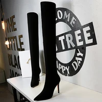 BIGTREE Shoes Suede Sexy Over-the-Knee Boots Black Plush Warm Women Winter Boots Thin High Heel Boots Long Boots Plus Size 42 43 - Image 2