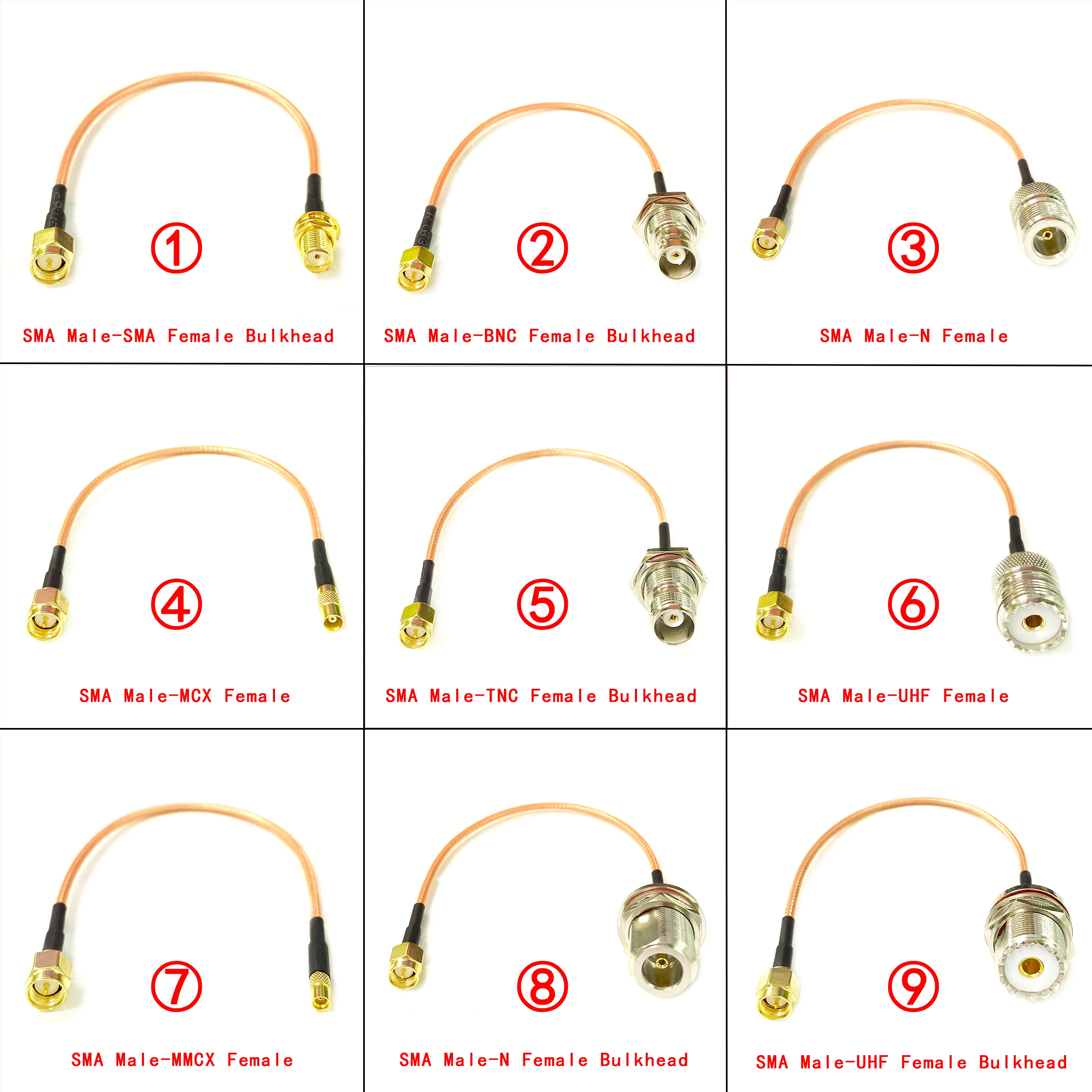 1PC Wireless Modem Extension SMA Male to BNC/N/TNC/UHF/MCX/MMCX Female Nut Connector Straight Pigtail Cable RG316