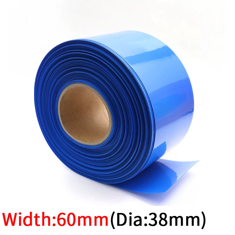 

Dia 38mm PVC Heat Shrink Tube Width 60mm Lithium Battery 18650 Pack Insulated Film Wrap Protection Case Pack Wire Cable Sleeve