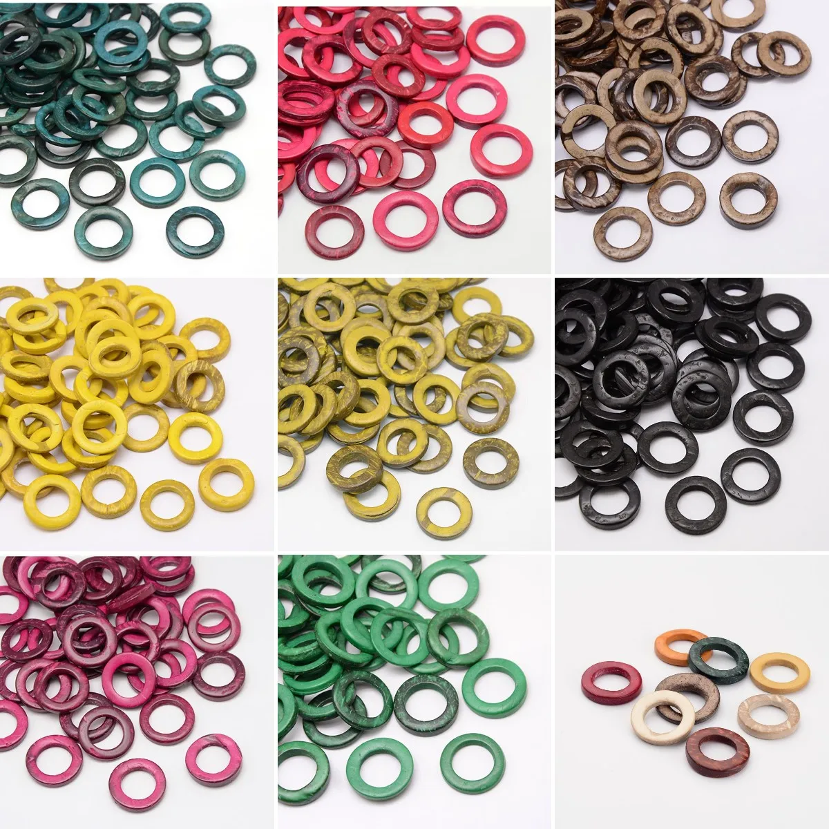 200Pcs Wood Coconut Round Ring Wooden Linking Rings Connector For Earring Bracelet Necklace DIY Craft Jewelry Making Findings