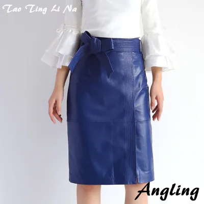 Top brand Spring 2020 Women Genuine Real Sheep Leather Skirt E41  high quality