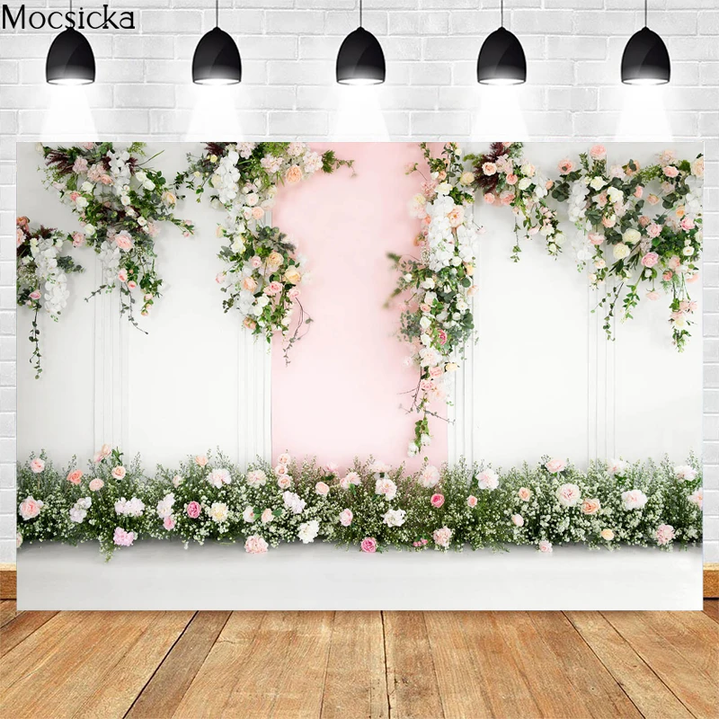 Mocsicka Wedding Theme Photography Background Flower Wall Decoration Props Confession Bridal Shower Photo Backdrop Studio