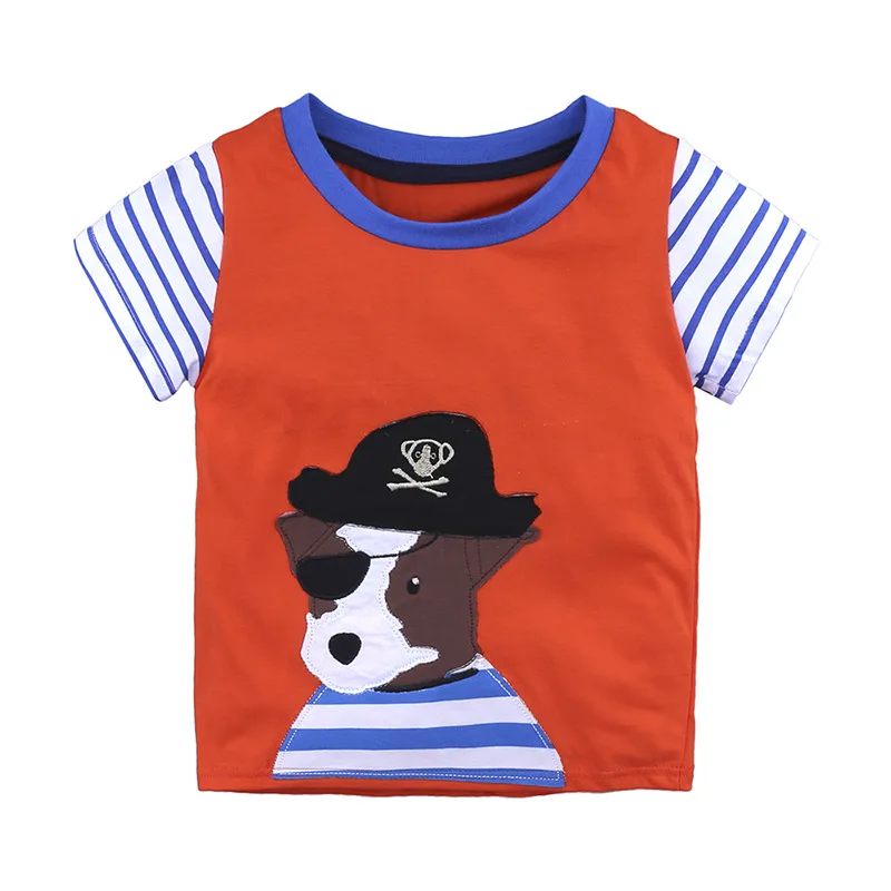 Pirate Baby Boys t shirts 100% Cotton Toddler Top Kids t-shirts Boat Summer Boys Clothes Tee Jersey Infant tshirt Cartoon Outfit