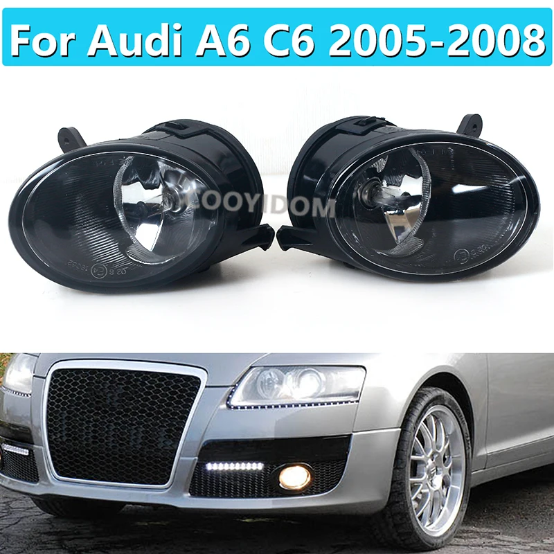 Car Front Halogen Fog Light For Audi A6 C6 2005 2006 2007 2008 Fog Lamp Assembly With Bulb Car-styling 