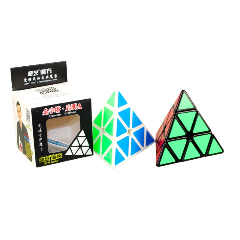 Qiyi Qiming Pyramid Stickerless Speed Cube Triangle Cube Puzzles Twisty Puzzle Magic Cube for Kids Intelligence Development