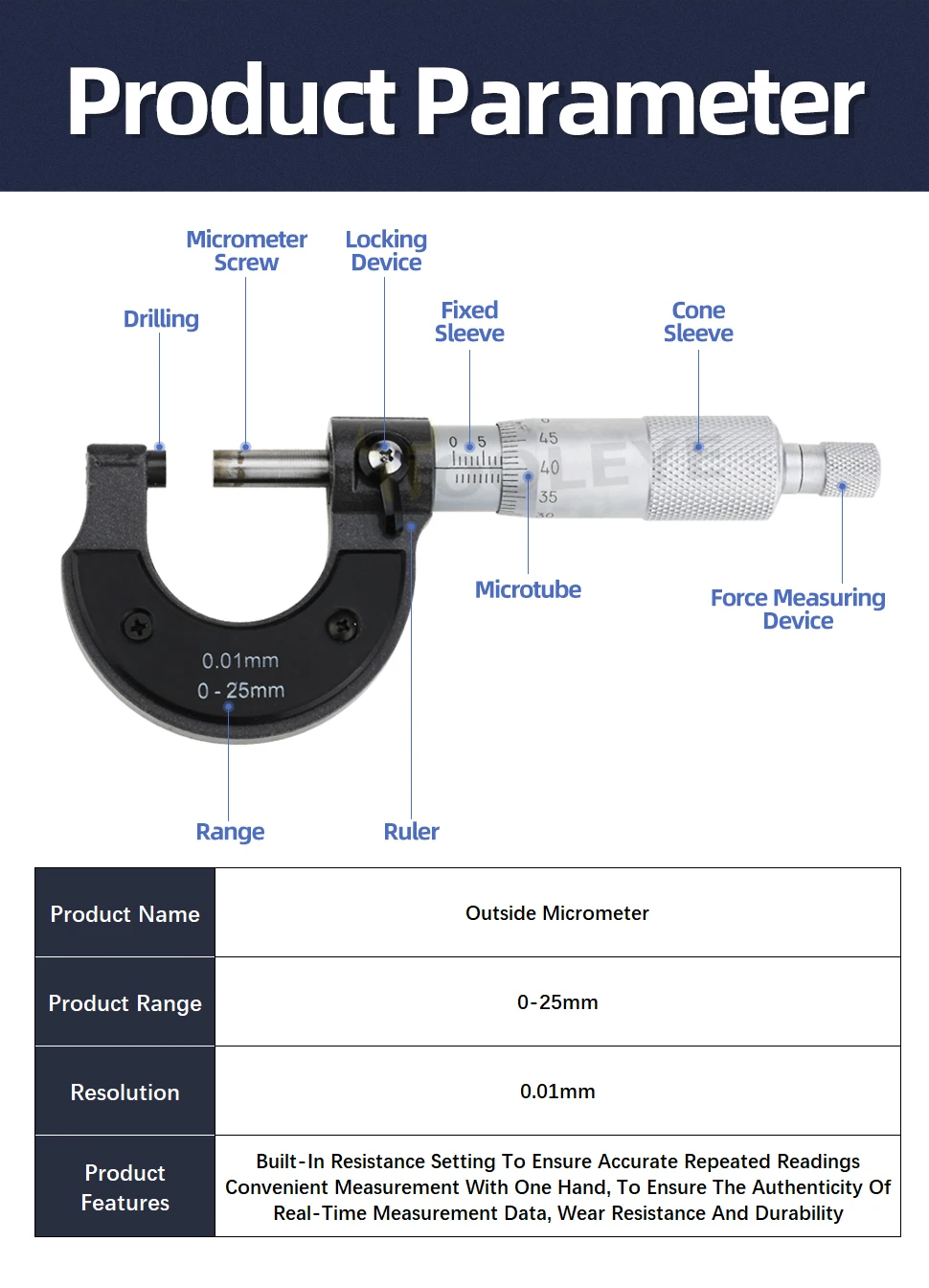 External Micrometer Set Outside Micrometer Micro Meter Mechanical Micrometers Measuring Tools Micrometric Gauges For Measurement