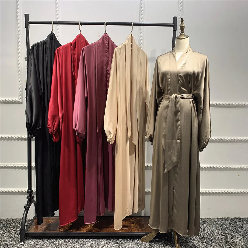 Dubajskie kobiety jednolity kolor Kaftan muzułmański otwarty kardigan Kimono arabski Abaya długa sukienka Ramadan islamski Kaftan indyk 5 kolorów szata