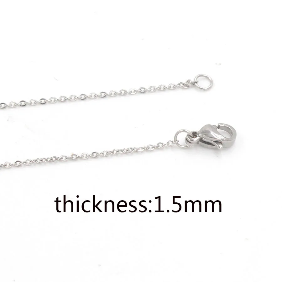 50pcs 304L Stainless Steel Roli Link Chain Necklaces Lobster Clasp 1mm/1.5mm/2mm Thickness 40/45/50/60cm Various Lengths Pack