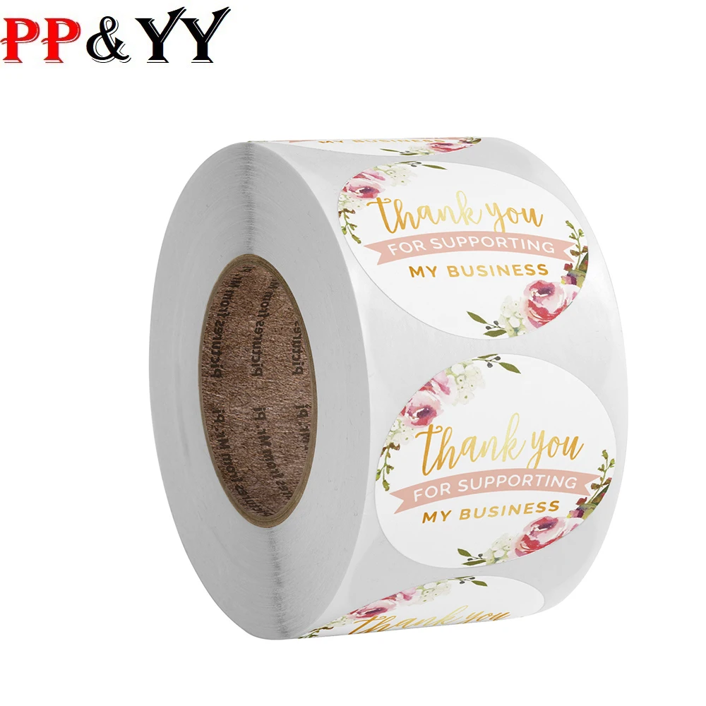 500 pieces of 1.5 inch round thank you for ordering handmade stickers, floral labels, stickers