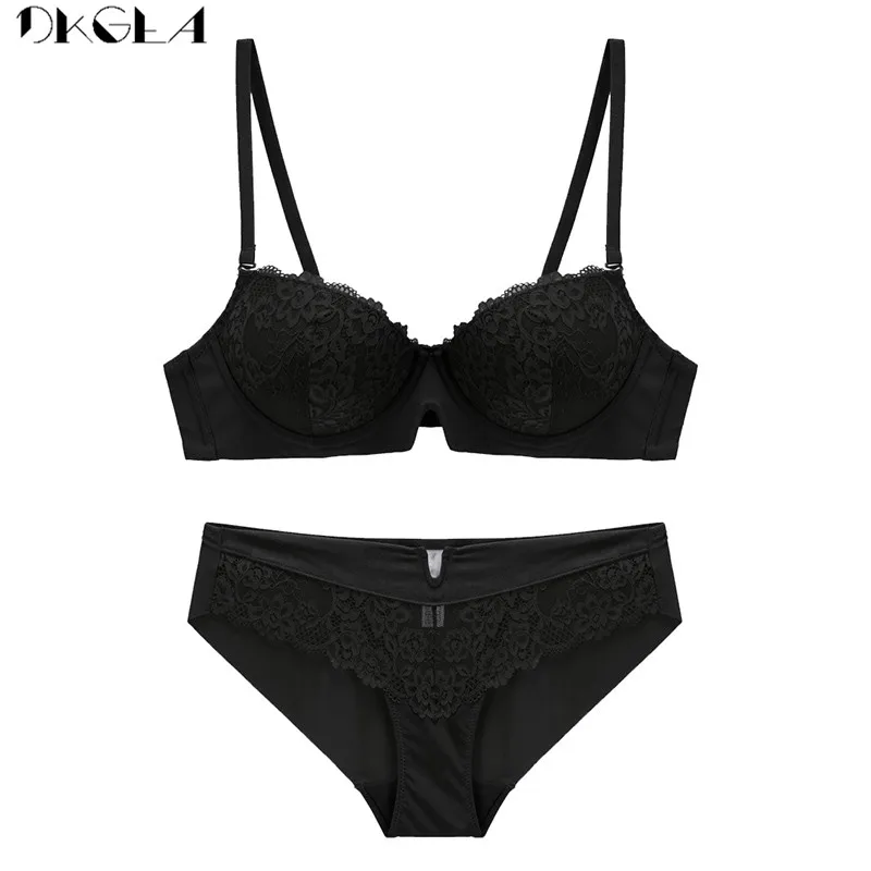 2020 New Gather Bra and Sets Lace Embroidery Sexy Underwear Set Cotton Thick Brassiere B C D Cup Push Up Bra Women Lingerie Set