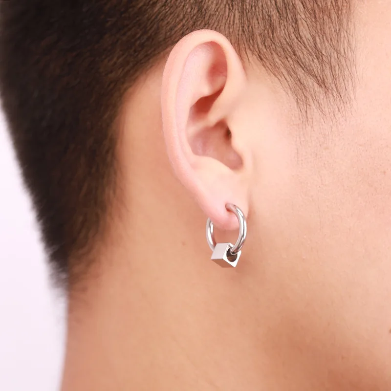 Newest 1 Pair Stainless Steel Cross Pendant Dangle Long Tassel Unisex Hoop Earrings Men/Women Punk Gothic Jewelry Best Gifts