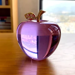 6 colors 80mm Glossy Crystal Apple Paperweight Glass Aolle Paperweight Gifts Art For Crafts Home Wedding Decoration