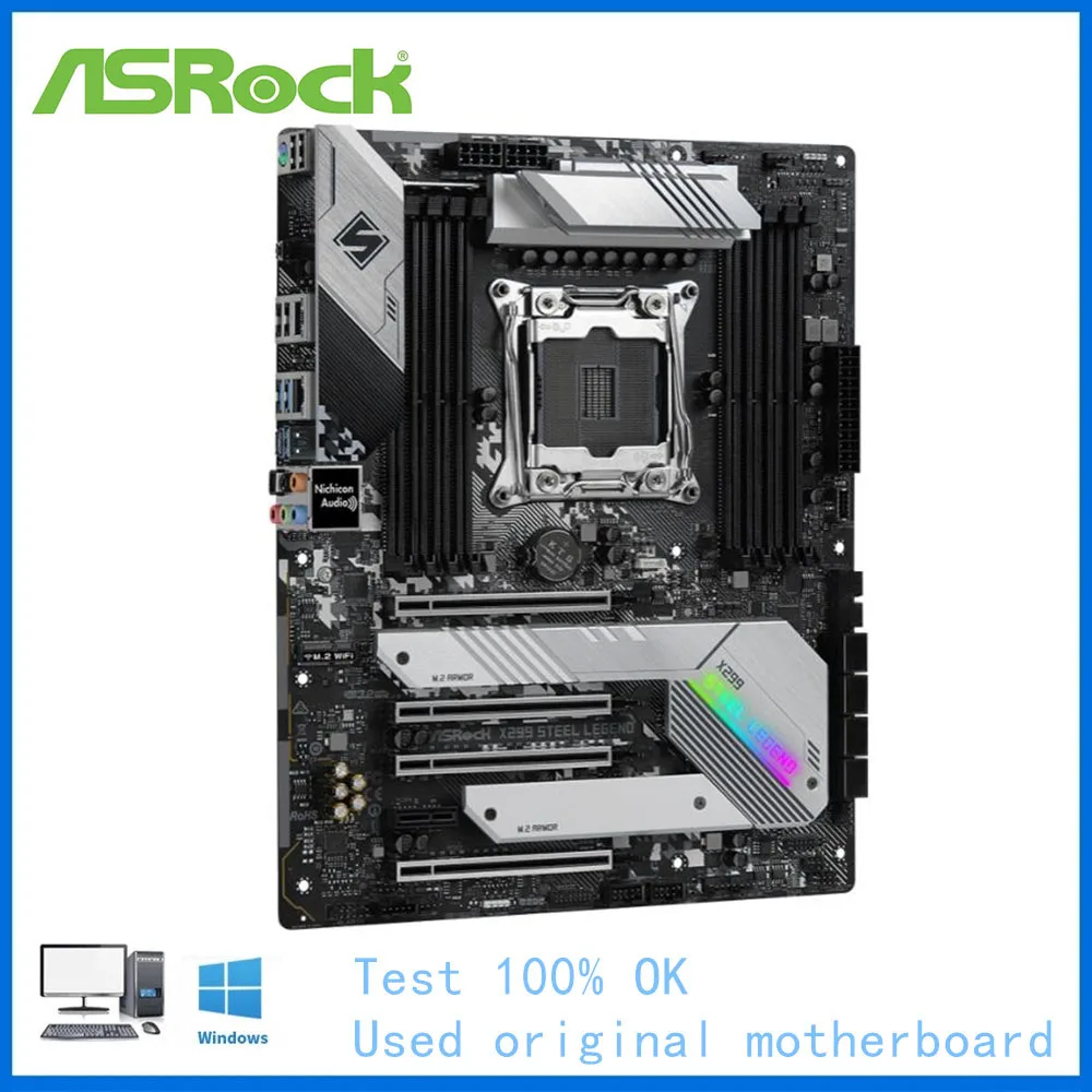 For ASRock X299 Steel Legend Motherboard LGA 2066 For Intel X299 Used Desktop Mainboard M.2 NVMe SATA3 PCI-E X16 3.0