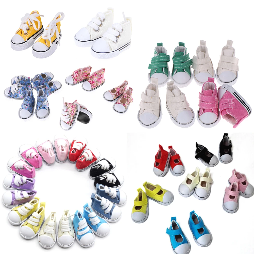 1 Pair 5cm Doll Canvas Shoes Seakers Doll Toy Footwear Sports Tennis Shoes for 1/6 BJD Children Gift Toys