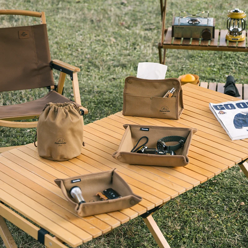 Naturehike Glamping Canvas Tray Desktop Storage Box Outdoor Camping Travel Equipment Accessories Daily Necessities Storage Box