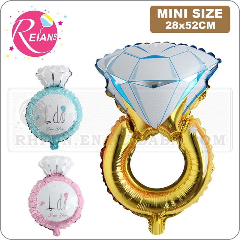 Mini Size Wedding balloon diamond ring aluminum foil balloon bachelor party decoration wedding anniversary decoration balloon