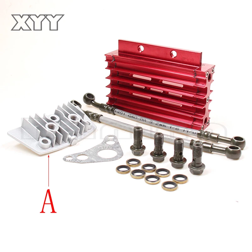 CNC Oil Cooler Kit Radiator Aluminium Adapter Engine Cylinder Cover Cooling For ATV Pit Dirt Bike motocross motocycle 50CC-125CC