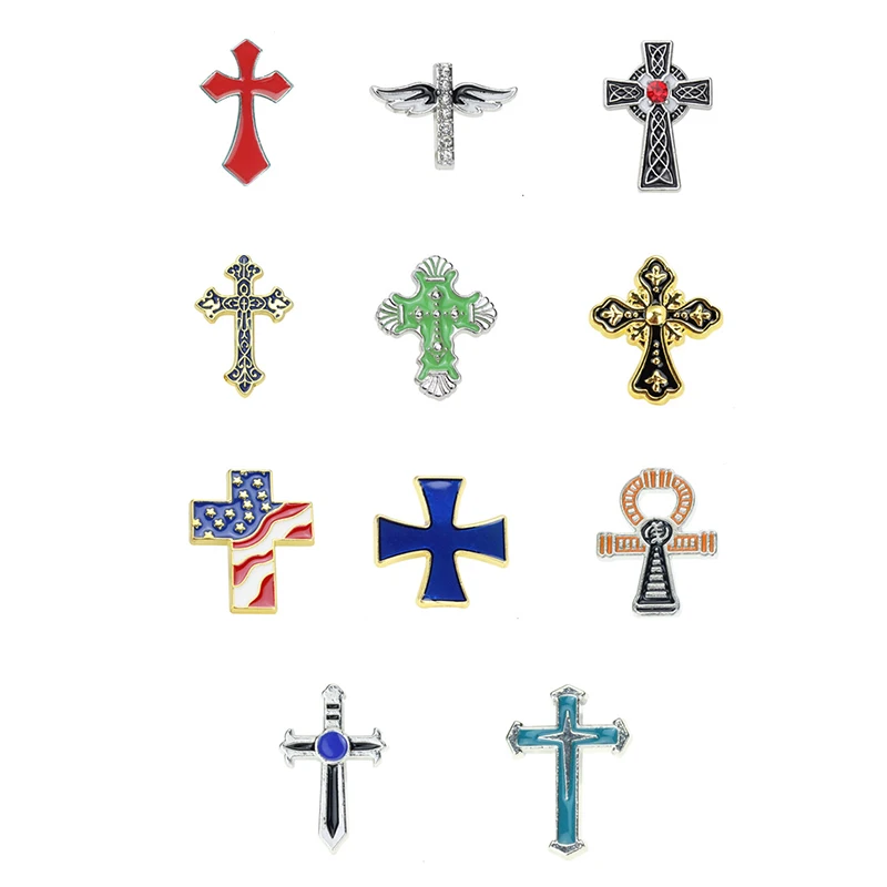 Metal Cross Series Badge Pin Christian Catholic Customized Zinc Alloy Badge Crafts Dripping Church Brooch Badge