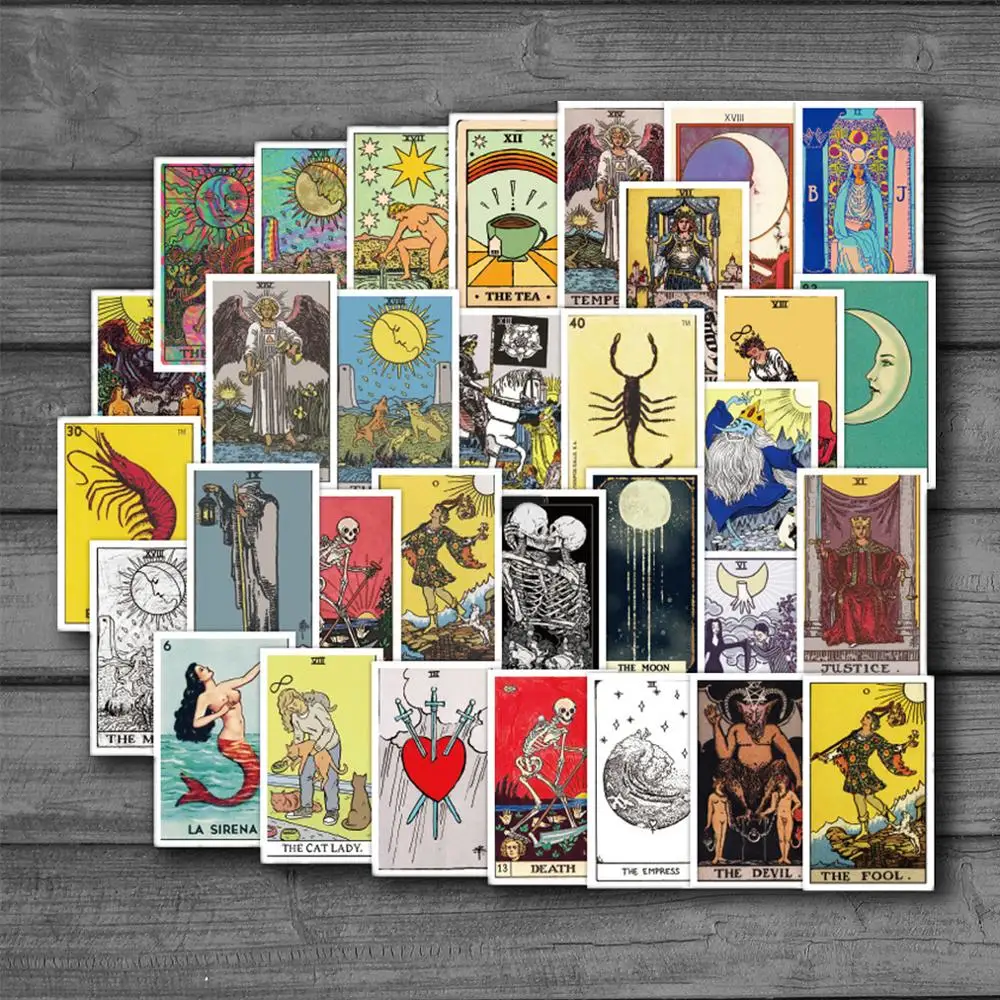 60pcs Tarot Cards Divination Death Graffiti Stickers On Car Stationery Computer Notebook Laptop Adesivi Adesivos Craft Supplies