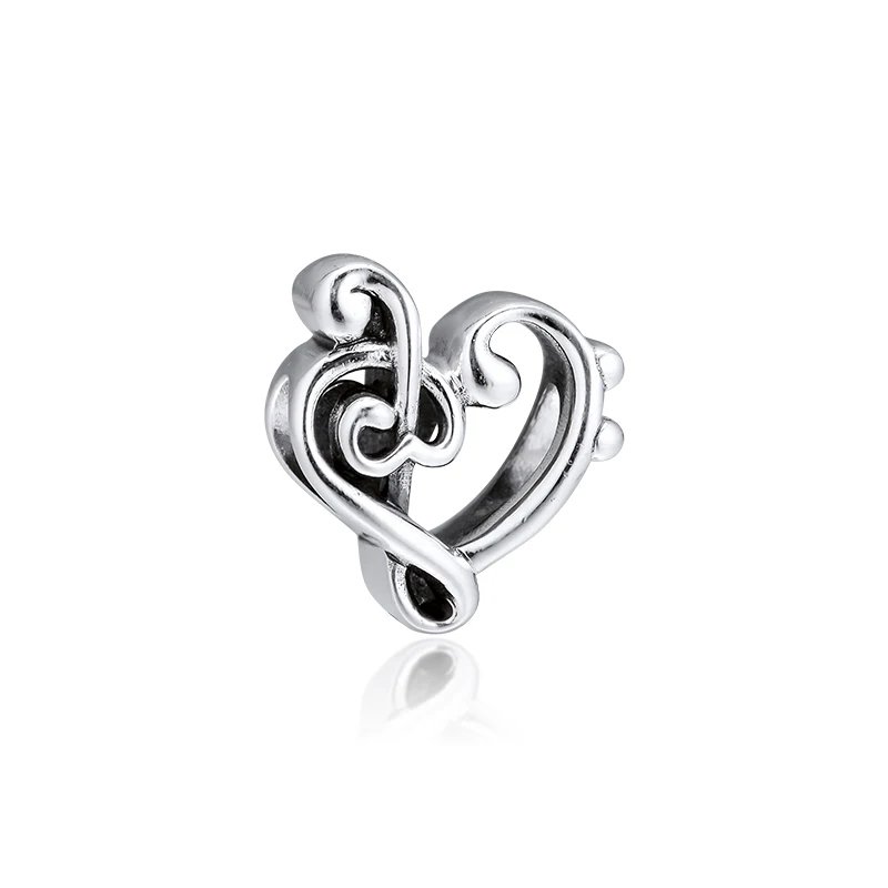 

Heart Treble Clef Charm Authentic 925 Silver Jewelry Fits Beads Bracelets & Necklaces DIY Fashion Female Jewelry Charm