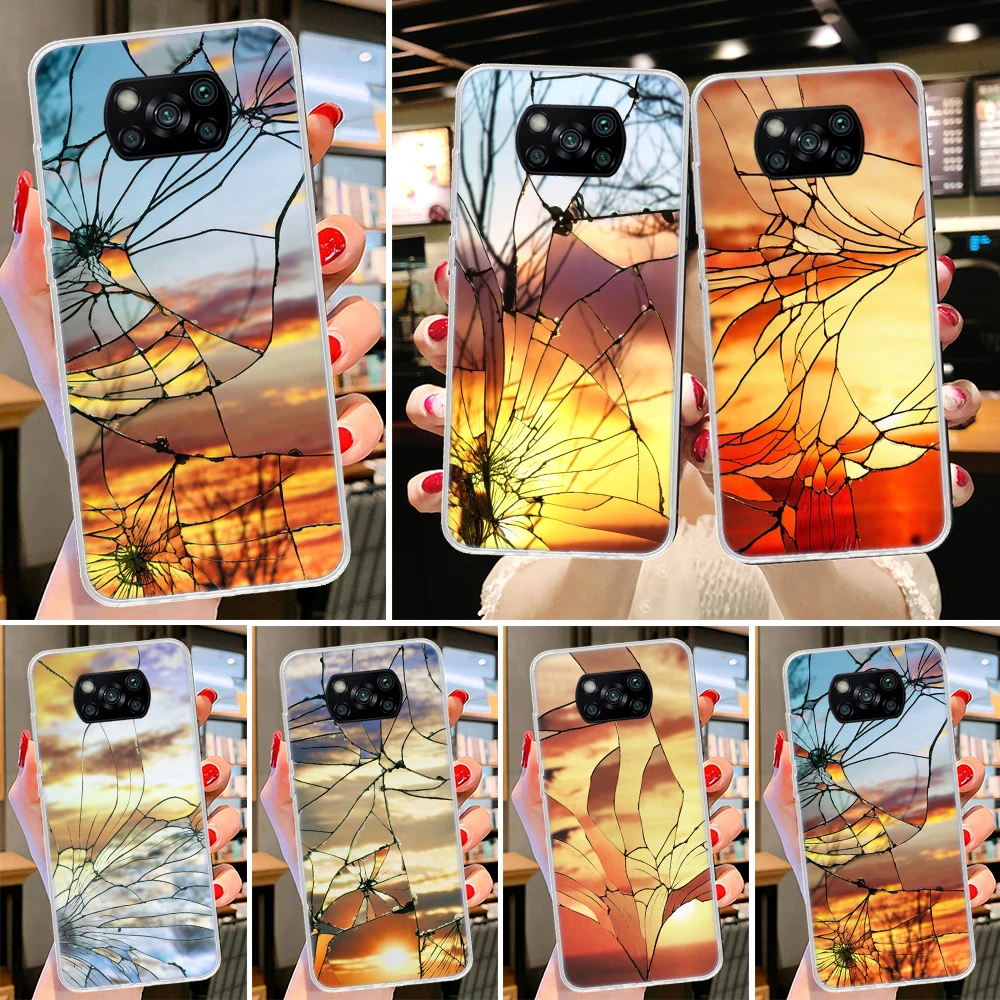 Funny Glass Broken Crack Pattern Phone Case For Xiaomi Poco X3 Nfc M3 F3 F1 Mi Note 10 Pro 11 Lite 11i 8 9 9T 10T CC9 A3 Cover F