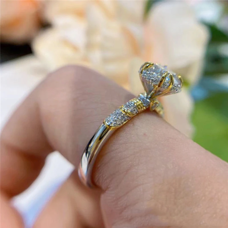 Luomansi D VVS1 Moissanite Crown Ring With with Certificate  S925 Silver 1 Carat Wedding Party Woman Jewelry Gift
