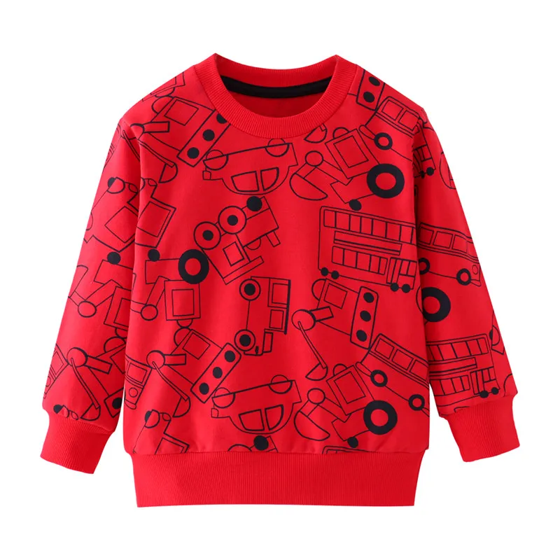 

Jumping Meters New Arrival Baby Boys Sweatshirts Cotton Cartoon Cars Printed Long Sleeve Autumn Winter Children Clothing Tops