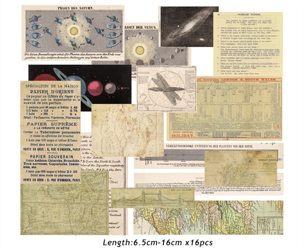 Old Poster Planet Map Stickers Junk Journal Planner Stickers Scrapbooking Vintage Card Decorative Sticker DIY Craft Photo Albums