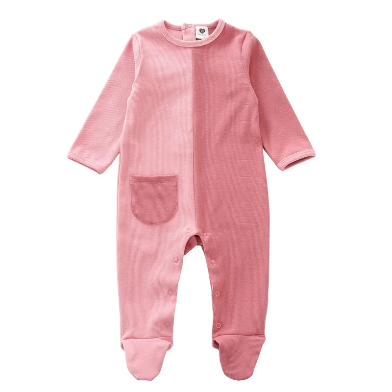 Baby cotton rompers long sleeve girl boy clothes Unisex pocket onesies pyjamas newborn baby footed overalls jumpsuit outfit