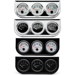 52mm Volt Gauge Water Temp (Celsius) Oil Pressure Black/Chrome Bezel Black/White Face With Temp&Pressure Sensor 3-In-1 Kit Meter
